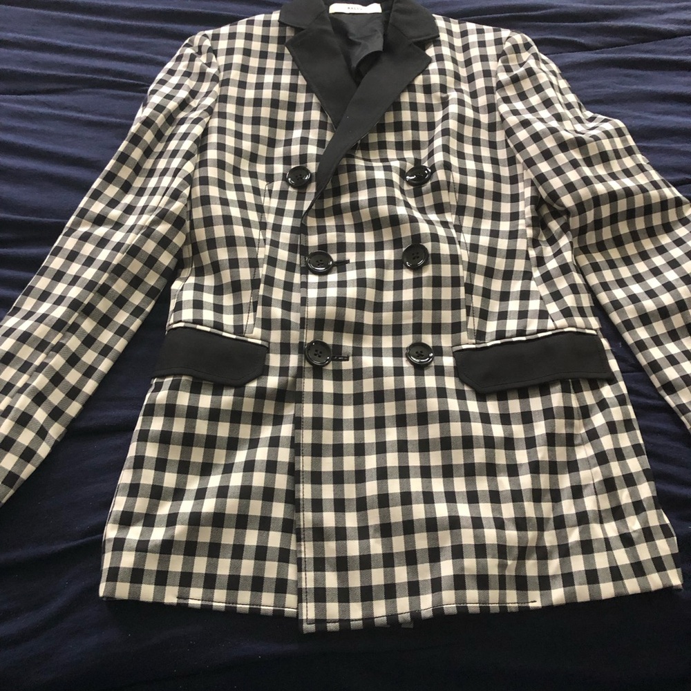 Bally Black and White Checkered Blazer